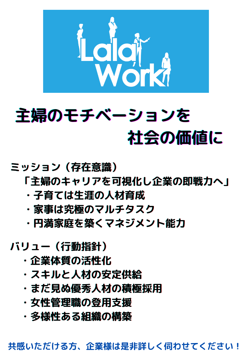 主婦のモチベーションを社会の価値に Lala Work